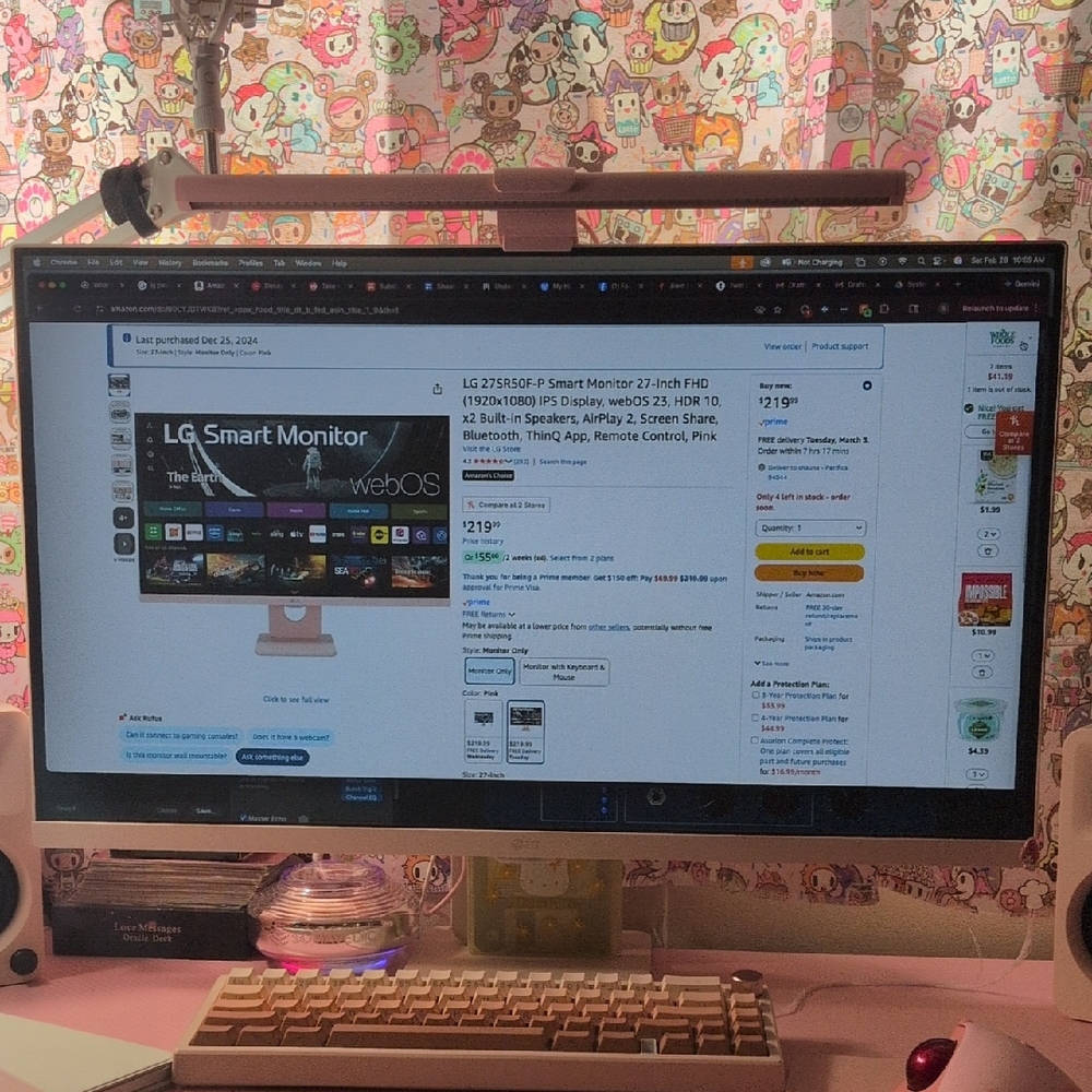 LG 27"  UltraWide Monitor with Pink Frame Including (Can Play Hulu Netflix Etc)
